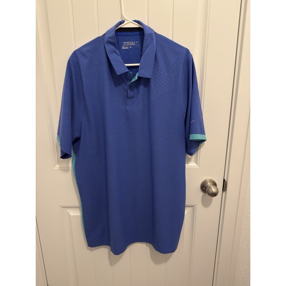 Nike Other - Nike Golf Tour Performance Men's Polo Blue W/aqua Green Size XL‎ Dri-Fit